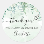 Sticker Rond La verdure d'eucalyptus d'anniversaire merci (Devant)