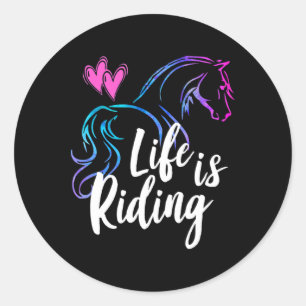 Sticker Rond La Vie C'Est Équitation Chevaux Equestre Rider Ado