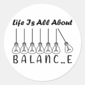 Sticker Rond La vie, c'est l'équilibre de l'inspiration de moti (Devant)