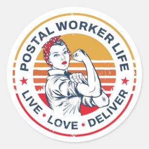 Sticker Rond La vie de facteur Blague Collègue de la poste