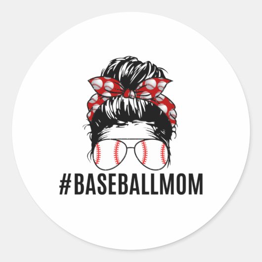 Sticker Rond La vie de maman du baseball (Devant)