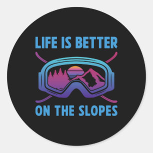 Sticker Rond La Vie De Snowboard Est Meilleure Sur Les Pentes R
