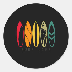 Sticker Rond La vie de surf Surf vintage Planche de surf rétro