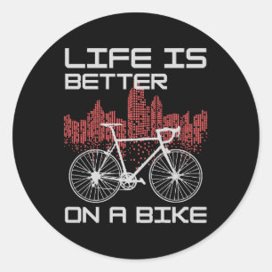 Sticker Rond La vie est meilleure à vélo