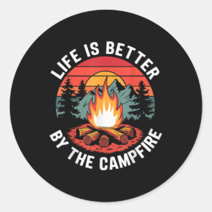 Sticker Rond La vie est meilleure au camp Camping Scoutisme 