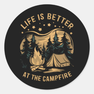 Sticker Rond La vie est meilleure au camping-car Campfire Campi