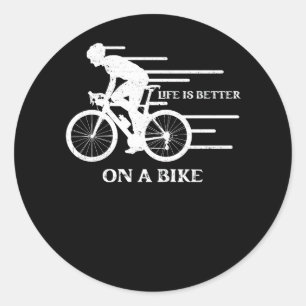 Sticker Rond La Vie Est Mieux Sur Un Vélo Cycliste B