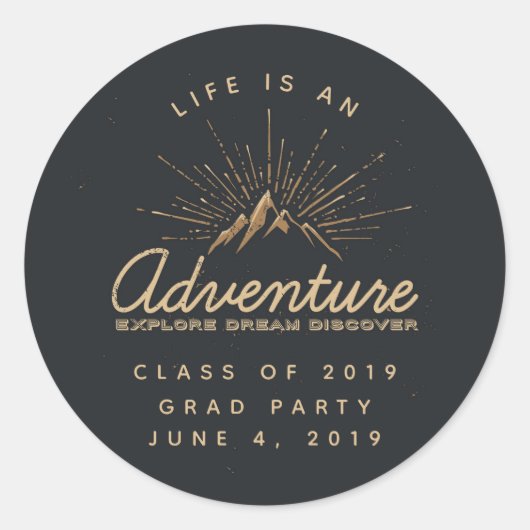 Sticker Rond La vie est un diplôme d'aventure (Devant)