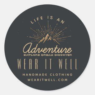 Sticker Rond La vie est une aventure Mountain Sunrays Business