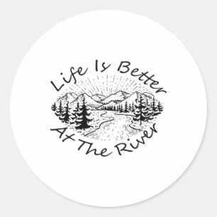 Sticker Rond La vie vintage rétro est meilleure au bord de la r