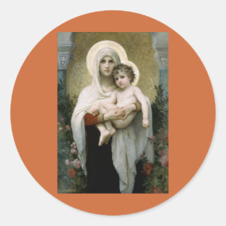 Sticker Rond La Vierge des Roses de Bouguereau (1903)