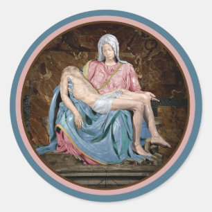 Sticker Rond La Vierge Marie et le Christ Pietà par Michel-Ange