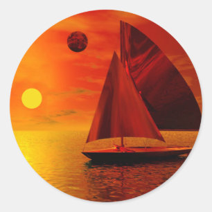 Sticker Rond La voile au coucher du soleil