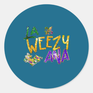 Sticker Rond La Weezy Ana Perles de Mardi Gras Carnaval de la N