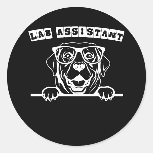 Sticker Rond Lab Assistant Labrador Lover Labrador Retriking Do (Devant)