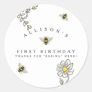 Sticker Rond L'abeille gaffent l'anniversaire d'abeille