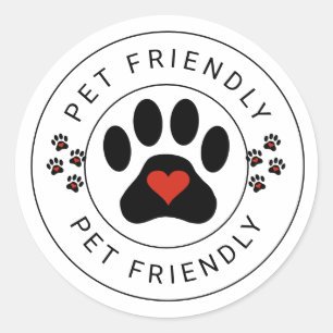 Sticker Rond Label convivial pour animaux avec empreinte de pat