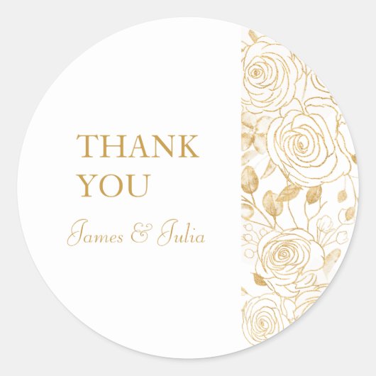 Sticker Rond Label FLEURS Dorées (Devant)