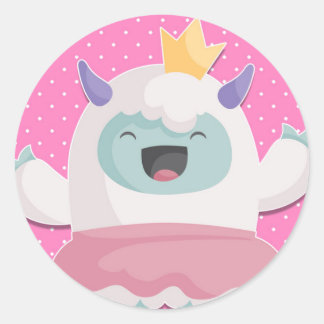 Sticker Rond L'Abominable princesse de neige Yeti pour célébrer
