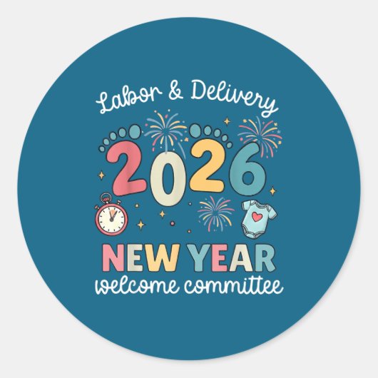 Sticker Rond Labor Delivery 2026 New Year Welcome Committee L&a (Devant)