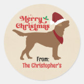 Sticker Rond Laboratoire de chocolat Labrador Joyeux Noël (Devant)