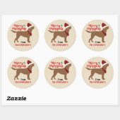 Sticker Rond Laboratoire de chocolat Labrador Joyeux Noël (Feuille)