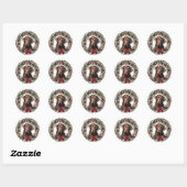 Sticker Rond Laboratoire de chocolat Rouge Bow Pinecone Wreath  (Feuille)