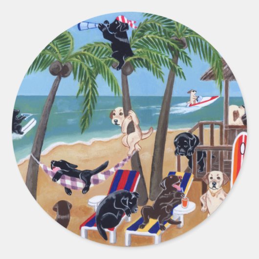 Sticker Rond Laboratoires de vacances d'été de l'île (Devant)