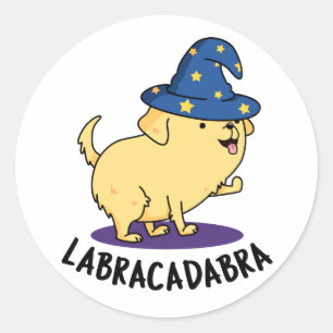 Sticker Rond Labra-cadabra Funny Labrador Chien Pun
