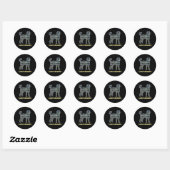 Sticker Rond Labradoodé Chien Silhouette Jaune&Grille Bleue (Feuille)