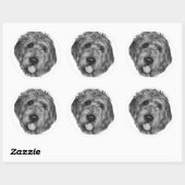 Sticker Rond Labradoodle (Feuille)