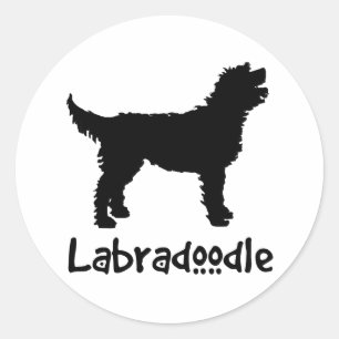 Sticker Rond Labradoodle avec le texte frais