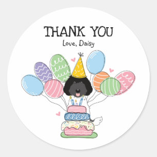 Sticker Rond Labradoodle Chien Anniversaire Fête Favoriser Tags
