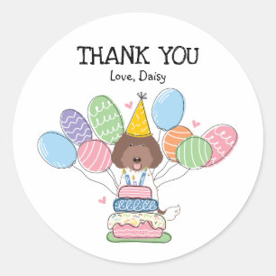 Sticker Rond Labradoodle Chien Anniversaire Fête Favoriser Tags
