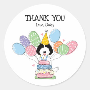 Sticker Rond Labradoodle Chien Anniversaire Fête Favoriser Tags