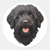 Sticker Rond Labradoodle Chien noir (Devant)