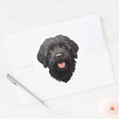 Sticker Rond Labradoodle Chien noir (Enveloppe)