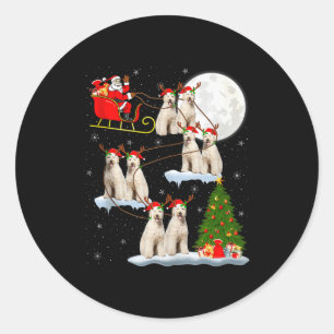 Sticker Rond Labradoodle Chien Père Noël Traîneau Volant Drôle