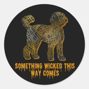 Sticker Rond Labradoodle Chien Silhouette Amusant Halloween