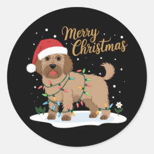 Sticker Rond Labradoodle Joyeux Noël Funny Noël Amoureux des ch