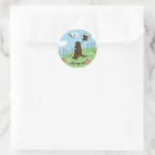 Sticker Rond Labrador au chocolat et lettre d'un ami (Sac)