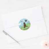 Sticker Rond Labrador au chocolat et lettre d'un ami (Enveloppe)