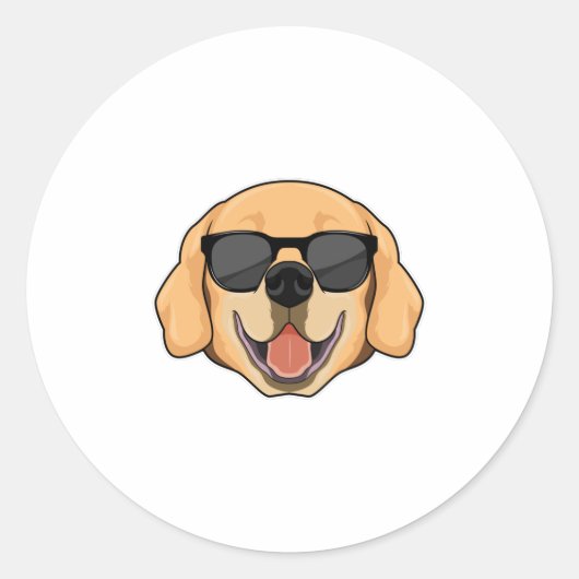 Sticker Rond Labrador avec lunettes de soleil (Devant)