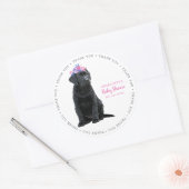 Sticker Rond Labrador Chien rose Baby shower fille  (Enveloppe)
