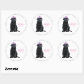 Sticker Rond Labrador Chien rose Baby shower fille  (Feuille)