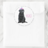 Sticker Rond Labrador Chien rose Baby shower fille  (Sac)