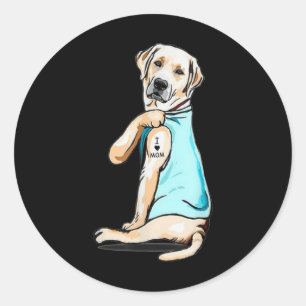 Sticker Rond Labrador Chien Tattoo I Love Maman Fête des mères 