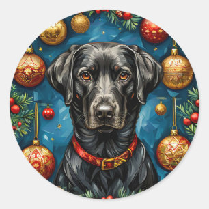 Sticker Rond Labrador de Noël