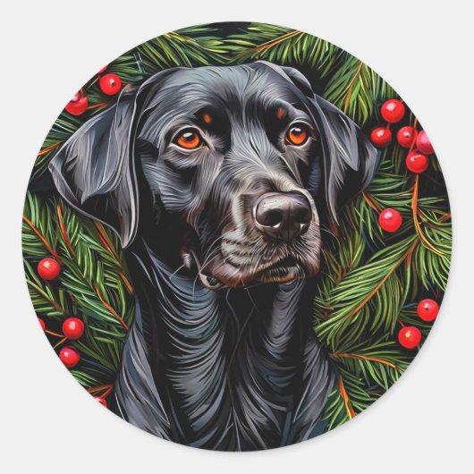Sticker Rond Labrador de Noël (Devant)
