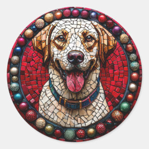 Sticker Rond labrador de Noël chien